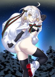Rule 34 | 1girl, ass, bad id, bad twitter id, black gloves, black thighhighs, blonde hair, bnc (bunshi), christmas, elbow gloves, fate/grand order, fate (series), gloves, hair ribbon, headpiece, highres, jeanne d&#039;arc (fate), jeanne d&#039;arc alter (fate), jeanne d&#039;arc alter santa lily (fate), long hair, looking at viewer, panties, ribbon, solo, thighhighs, underwear, white panties, yellow eyes