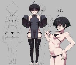 1girl absurdres bikini character_sheet highres kida nipples swimsuit thong thong_bikini