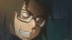 Rule 34 | 1boy, animated, animated gif, crazy eyes, glasses, grin, happy, highschool of the dead, hirano kouta (hsotd), lowres, male focus, school, school uniform, smile, solo