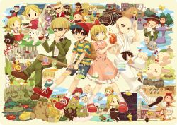 Rule 34 | 6+boys, 6+girls, aircraft, apple kid (mother 2), backpack, bag, bandaged leg, bandages, baseball bat, baseball cap, belt, black belt, black bow, black bowtie, black eyes, black hair, black headwear, blonde hair, blue eyes, blush stickers, boat, bow, bowtie, box, braid, bright pupils, brown bag, brown footwear, bubble monkey, bug, butterfly, buzz buzz, cactus, camel, captain strong, carrot, character request, closed mouth, coffee, collared dress, cookie, doseisan, dougi, dr. andonuts, dress, dungeon man (mother 2), everdred (mother 2), everyone, fire, flower, flying man, food, frank fly, frankystein mark ii, george montague, gerardo montague, ghost, gift, gift box, green jacket, green pants, gun, hat, helicopter, helpful mole, holding, holding baseball bat, holding gun, holding letter, holding plate, holding sign, holding weapon, house, insect, jacket, jeff andonuts, jewelry, king (mother 2), letter, lucas (pokemon), magic, mani mani statue, mariachi, martial arts belt, master belch, maxwell (mother), monkey, monkonna, moonside, mother (game), mother 2, multiple boys, multiple girls, necklace, ness&#039;s father, ness&#039;s mother, ness (mother 2), nintendo, one eye closed, orange kid (mother 2), palm tree, pants, paula&#039;s father, paula&#039;s mother, paula (mother 2), pearl necklace, photo-man (mother), pine tree, pink dress, plate, poo (mother 2), porky minch, pyramid (structure), pyrokinesis, rafflesia (flower), red bow, red bowtie, red headwear, road sign, robot, saku anna, sanchez brothers, shirt, shoes, sign, smile, sneakers, snowman, socks, solid oval eyes, steak, stuffed animal, stuffed toy, submarine, talking rock, teddy bear, tenda (mother), tent, tessie (mother 2), thinking, tombstone, tony (mother 2), tonzura brothers, tracy (mother 2), tree, tree stump, ufo, venus (mother), watercraft, weapon, white pupils, white shirt, white socks, yes man junior, zombie