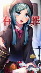 Rule 34 | 1girl, :d, absurdres, aqua hair, black jacket, blue eyes, blue hair, blue nails, bow, bowtie, gradient hair, grey headwear, hair over shoulder, hatsune miku, highres, holding, jacket, long hair, looking at viewer, low twintails, marutenmaruten, multicolored hair, nail polish, open mouth, parted bangs, red bow, red bowtie, smile, solo, sunlight, twintails, upper body, vocaloid