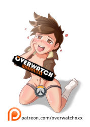 Rule 34 | 1girl, bad anatomy, breasts, censored, female focus, female masturbation, fingering, looking at viewer, masturbation, nude, overwatch, overwatch: mission xxx, overwatch 1, patreon, patreon username, poorly drawn, pussy, solo, tracer (overwatch), watermark, web address