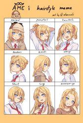 Rule 34 | 1girl, bandaid, bandaid on face, bandaid on nose, blue eyes, braid, braided ponytail, brown jacket, bubba (watson amelia), chart, forehead, hair tie, highres, holding, hololive, hololive english, jacket, long hair, necktie, open mouth, shirt, short hair, sidelocks, smile, solo, ten-chan (eternal s), twintails, virtual youtuber, watson amelia, watson amelia (1st costume), white shirt