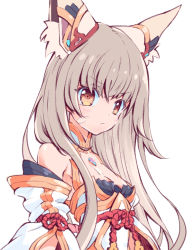 Rule 34 | 1girl, animal ears, aya (ay oekaki), blush, breasts, cat ears, cat girl, cleavage, closed mouth, detached sleeves, facial mark, long hair, looking at viewer, nia (blade) (xenoblade), nia (xenoblade), nintendo, niyah, simple background, small breasts, solo, spoilers, upper body, white background, xenoblade chronicles (series), xenoblade chronicles 2
