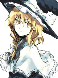 Rule 34 | 1girl, blonde hair, braid, female focus, fori, hat, kirisame marisa, simple background, solo, touhou, witch, witch hat, yellow eyes