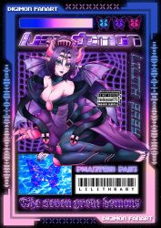 Rule 34 | breasts, demon, demon girl, digimon, digimon (creature), fallen angel, large breasts, lilithmon, lipstick, makeup, mark of evil, nail polish, wings