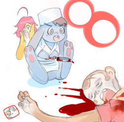 Rule 34 | ahoge, blood, rabbit, death, furry, knife, lowres, no humans, stab, what