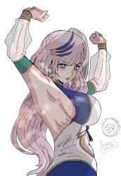 Rule 34 | 1girl, aqua eyes, armpits, arms up, braid, breasts, clothing cutout, corrupted twitter file, detached sleeves, earrings, highres, hololive, hololive indonesia, jasper xandros, jewelry, large breasts, long hair, navel cutout, pavolia reine, pavolia reine (1st costume), ribs, see-through, see-through sleeves, sideboob, sidelocks, signature, single earring, steaming body, sweat, virtual youtuber, white hair