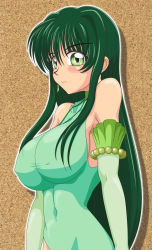 Rule 34 | 00s, 1girl, azu. (azu pitch), breasts, dress, elbow gloves, covered erect nipples, gloves, green eyes, green hair, highres, large breasts, long hair, matching hair/eyes, mermaid melody pichi pichi pitch, solo, touin rina