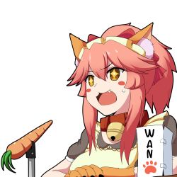 Rule 34 | + +, 1girl, :3, animal ear fluff, animal ears, animal hands, apron, bell, belt collar, blush stickers, bow, carrot, collar, commentary, english commentary, fang, fate/grand order, fate (series), fox ears, hair between eyes, hair bow, highres, jingle bell, keita naruzawa, maid headdress, open mouth, paw print, pink hair, ponytail, red bow, solo, sweatdrop, tamamo (fate), tamamo cat (fate), tamamo cat (second ascension) (fate), transparent background, yellow eyes