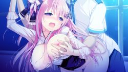 Rule 34 | 1girl, aihara shion, arm up, bent over, blush, grabbing another&#039;s breast, breasts, breasts out, butterfly hair ornament, clothed sex, cum, cum on body, cum on breasts, cum on upper body, drooling, game cg, grabbing, grabbing from behind, groin, guided breast grab, guiding hand, hair between eyes, hair ornament, half-closed eyes, indoors, kizuna kirameku koi iroha, large breasts, legs, long hair, looking at viewer, night, nipples, nironiro, no panties, nose blush, open mouth, original, pero, pink hair, purple eyes, saliva, sex, thighs, vaginal, window