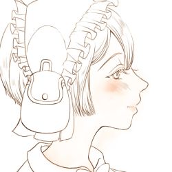 Rule 34 | 1boy, bad id, bad pixiv id, closed mouth, from side, hairband, limited palette, made in abyss, male focus, maruruk, miya (miyabio), portrait, pouch, profile, short hair, simple background, smile, solo, trap, white background