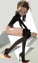 Rule 34 | 1girl, amiami, ass, black socks, bottomless, derivative work, female focus, high heels, kneehighs, original, photo-referenced, socks, solo