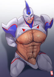 Rule 34 | 1boy, abs, absurdres, artist name, bara, blue bodysuit, bodysuit, bulge, chest hair, doctor anfelo, elemental hero neos, erection, erection under clothes, highres, kneeling, large pectorals, male focus, male pubic hair, mask, muscular, muscular male, navel, nipples, pectorals, penis, penis peek, pubic hair, solo, two-tone bodysuit, white bodysuit, yu-gi-oh!, yu-gi-oh! gx