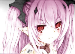 Rule 34 | 10s, 1girl, frown, gothic lolita, highres, krul tepes, looking at viewer, owari no seraph, red eyes, solo, traditional media, vampire