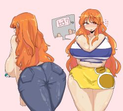 Rule 34 | ass, breasts, denim, highres, huge breasts, jeans, nami (one piece), one piece, pants, pantylines, stomach