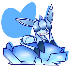 Rule 34 | blue eyes, blush, concave, creatures (company), crown, game freak, gen 4 pokemon, glaceon, ice, nintendo, no humans, one eye closed, pokemon, pokemon (creature), tail, wink