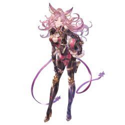 Rule 34 | 1girl, animal ears, bodysuit, boots, breasts, catherine (granblue fantasy), cleavage, erune, full body, gloves, granblue fantasy, helmet, high heels, large breasts, long hair, looking at viewer, minaba hideo, parted lips, pink eyes, pink hair, ponytail, smile, transparent background