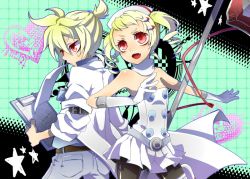 Rule 34 | 1boy, 1girl, bare shoulders, black pantyhose, blonde hair, blush, boots, bow, breasts, brother and sister, child, doctor, drill hair, elbow gloves, fang, flat chest, gloves, hair bow, hair ornament, hat, intravenous drip, kagamine len, kagamine rin, koiiro byoutou (vocaloid), mouth hold, nata, nurse, nurse cap, open mouth, pantyhose, ponytail, project diva (series), project diva 2nd, red eyes, short hair, siblings, small breasts, smile, sweatdrop, thigh boots, thighhighs, twin drills, twins, twintails, uniform, vocaloid