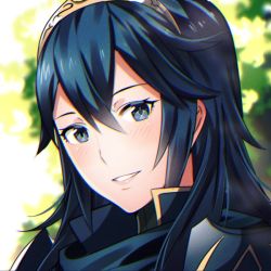 Rule 34 | 1girl, ameno (a meno0), blue eyes, blue hair, close-up, fire emblem, fire emblem awakening, forest, hair between eyes, looking at viewer, lucina (fire emblem), nature, nintendo, outdoors, portrait, scarf, smile, solo, symbol-shaped pupils, tiara, upper body