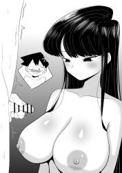 Rule 34 | 1boy, 1girl, breasts, censored, highres, komi-san wa komyushou desu, komi shouko, large breasts, monochrome, nipples, penis, tadano hitohito(clone), yamino kuroko