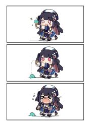 Rule 34 | &gt; &lt;, 1girl, 3koma, :&lt;, black hair, blue dress, blue headwear, blush, bow, bowtie, clothing cutout, colored inner hair, comic, commentary, crying, dress, flower, flying teardrops, food, frown, hair flower, hair ornament, highres, hina misora, ice cream, ice cream cone, ice cream cone spill, long hair, mint chocolate, mint chocolate chip, multicolored hair, open mouth, pantyhose, pink bow, pink bowtie, pink eyes, pink hair, plaid, plaid dress, puffy short sleeves, puffy sleeves, raised eyebrows, second-party source, sesield, short sleeves, shoulder cutout, sidelocks, solid circle eyes, solo, spanish commentary, sparkle, sparkling eyes, streaked hair, tears, two-tone hair, two side up, virtual youtuber, wactor production, wavy mouth, white background, white flower, wrist cuffs