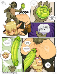 2boys 2girls ahegao ass blonde_hair blush braid braided_ponytail breasts cleophee_(wakfu) clothes dildo doggystyle elf english_text evangelyne_(wakfu) green_eyes huge_penis imminent_penetration imminent_vaginal kappa long_hair looking_at_viewer looking_back medium_breasts medium_hair monster monster_boy mrpenning multiple_boys multiple_girls open_mouth penis pointy_ears ponytail restrained sex sex_from_behind sex_toy speech_bubble surprised testicles tongue tongue_out top-down_bottom-up veins veiny_penis wakfu