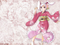 Rule 34 | 1girl, animal ears, rabbit ears, female focus, hanetsuki, highres, japanese clothes, kimono, natsumi akira, reisen udongein inaba, solo, standing, touhou, wallpaper