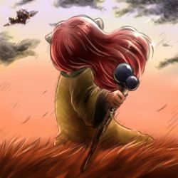 Rule 34 | 1boy, 1girl, androgynous, feather hair ornament, feathers, field, from behind, hair ornament, long hair, lowres, popoi (seiken densetsu 2), red hair, seiken densetsu, seiken densetsu 2, solo, takironian