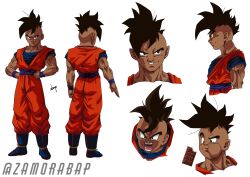 Rule 34 | 1boy, anger vein, angry, black eyes, black hair, chocolate, dragon ball, eating, expressions, highres, muscular, muscular male, serious, smile, tagme, uub, white background