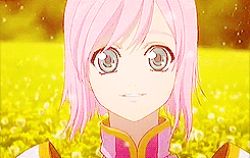 Rule 34 | 00s, 1girl, animated, animated gif, dress, estellise sidos heurassein, field, flower, flower field, looking at viewer, lowres, outdoors, pink hair, short hair, solo, tagme, tales of (series), tales of vesperia