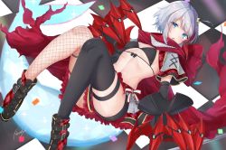 Rule 34 | 1girl, admiral graf spee (azur lane), admiral graf spee (world&#039;s cutest) (azur lane), admiral graf spee (world&#039;s cutest) (azur lane), ahoge, asymmetrical legwear, azur lane, bikini, black bikini, black thighhighs, blue eyes, boots, breasts, checkered floor, claws, fins, fish tail, fishnet thighhighs, fishnets, highres, idol, looking at viewer, lying, miniskirt, multicolored hair, nayuta hilo, on back, on floor, parted lips, red skirt, scarf, shark tail, short hair, short sleeves, silver hair, skirt, small breasts, solo, stomach, streaked hair, swimsuit, tail, thigh strap, thighhighs, uneven legwear
