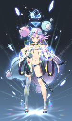 Rule 34 | 1girl, absurdres, asymmetrical hair, ball, bikini, blue hair, blush, bow-shaped hair, breasts, character hair ornament, cleavage, closed mouth, collarbone, commentary request, creatures (company), full body, game freak, gen 1 pokemon, glint, gluteal fold, hair ornament, hand on own hip, highres, holding, holding ball, iono (pokemon), jacket, long hair, looking at viewer, low-tied long hair, magnemite, medium breasts, multicolored hair, navel, nintendo, pink eyes, pink hair, pokemon, pokemon sv, see-through, see-through jacket, single thighhigh, skindentation, solo, split-color hair, standing, stomach, swimsuit, terastallization, thigh strap, thighhighs, tm (hanamakisan), toeless legwear, twintails, two-tone hair, wide sleeves