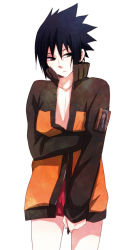 Rule 34 | 1boy, black hair, jacket, male focus, moriko (spica), naruto, naruto (series), simple background, solo, uchiha sasuke, white background
