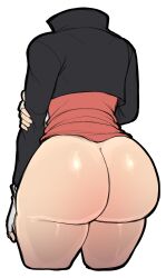 Rule 34 | 1girl, ass, blackwhiplash, boku no hero academia, bottomless, curvy, from behind, highres, huge ass, jacket, jirou kyouka, shirt, simple background, solo, thick thighs, thighs, third-party edit, wide hips