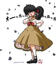 Rule 34 | 1girl, black hair, kunou kodachi, ojou-sama pose, open mouth, ranma 1/2, school uniform, side ponytail, solo, wanta (futoshi)