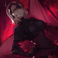 Rule 34 | 1girl, ahoge, armor, armored dress, banner, black capelet, black dress, blurry, breasts, capelet, chain, clenched teeth, depth of field, dress, dutch angle, fate/grand order, fate (series), from below, gauntlets, hair between eyes, hand on own hip, headpiece, jeanne d&#039;arc (fate), jeanne d&#039;arc alter (avenger) (fate), jeanne d&#039;arc alter (fate), large breasts, looking at viewer, md5 mismatch, motion blur, plackart, platinum blonde hair, resolution mismatch, short hair, signature, solo, source larger, standing, sungwon, teeth, yellow eyes