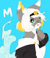 Rule 34 | borrowed character, cat, furry, green eyes, open mouth, pozpozpoor, short hair, white hair