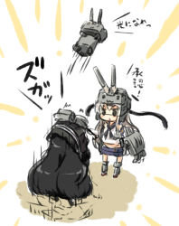 Rule 34 | 2girls, abyssal ship, bad id, bad pixiv id, black hair, brown hair, comic, commentary request, cosplay, engiyoshi, hairband, isolated island oni, kantai collection, lolita hairband, long hair, multiple girls, rensouhou-chan, rensouhou-chan (cosplay), school uniform, serafuku, shimakaze (kancolle), translation request