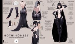 Rule 34 | 1girl, absurdly long hair, absurdres, ahoge, arm behind head, armpits, ass, ass cutout, back, backless dress, backless outfit, barbell piercing, bare shoulders, black bodysuit, black dress, black eyes, black gloves, black hair, black lips, black nails, blunt bangs, bodysuit, breasts, breasts apart, bridal gauntlets, bright pupils, butt crack, center opening, character name, character profile, character sheet, clothing cutout, covered erect nipples, cross, cross facial mark, curvy, dissolving, dress, ear piercing, earrings, elbow gloves, english text, eyelashes, facial mark, feet, fingernails, from behind, gloves, grabbing another&#039;s arm, grin, halterneck, hand on own head, hand on own hip, headless, highres, hip vent, huge ahoge, industrial piercing, jewelry, keyhole, large breasts, long fingernails, long hair, looking at viewer, medium breasts, mole, mole on breast, multicolored hair, multiple views, nail polish, navel, navel piercing, original, piercing, revealing clothes, shiwudesu, sideboob, skindentation, smile, spiked ear piercing, split-color hair, spread ass, star (symbol), star print, stirrup legwear, stomach, stomach cutout, tall female, tiptoes, toeless legwear, toenail polish, toenails, turnaround, very long hair, white hair, white pupils, zipper, zipper pull tab