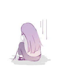 Rule 34 | 1girl, depressed, hyuuga hinata, littlebutsmall, long hair, naruto, naruto (series), purple hair, simple background, sitting, solo, white background