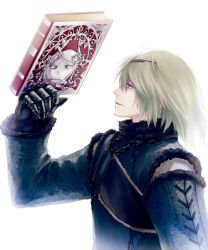 Rule 34 | 1boy, book, grimoire weiss, lips, male focus, mmcxcircus, nier, nier (series), nier (young), short hair, simple background, solo, white background