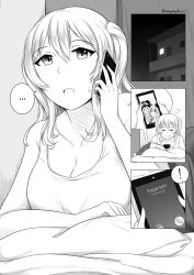 Rule 34 | !, ..., 10s, 1boy, 1girl, alternate costume, casual, cellphone, comic, commentary, greyscale, highres, kantai collection, kashima (kancolle), monochrome, monochrome, phone, robba-san (wangphing), smartphone, spoken ellipsis, wangphing
