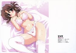 Rule 34 | 00s, 1girl, bed, cameltoe, folded ponytail, hayate no gotoku!, hip focus, lingerie, lying, maria (hayate no gotoku!), profile, scan, solo, stats, thighhighs, underwear, wide hips