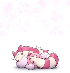 Rule 34 | :3, alternate color, blush, closed eyes, closed mouth, commentary request, creatures (company), furret, game freak, gen 2 pokemon, highres, hugging another&#039;s tail, hugging tail, jumpluff, kashiwa (3920kashiwa), nintendo, no humans, pokemon, pokemon (creature), shiny pokemon, simple background, sleeping, smile, tail, white background, zzz