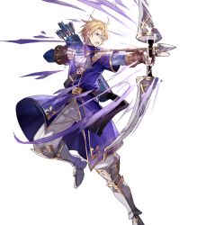 Rule 34 | 1boy, armor, armored boots, arrow (projectile), belt, blonde hair, boots, bow (weapon), drawing bow, fingerless gloves, fire emblem, fire emblem: the binding blade, fire emblem heroes, full body, gloves, highres, holding, holding bow (weapon), holding weapon, klein (fire emblem), kotetsu (popeethe), male focus, nintendo, official art, open mouth, purple eyes, quiver, solo, teeth, transparent background, weapon