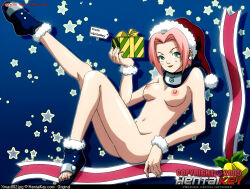 Rule 34 | absurdres, christmas, completely nude, haruno sakura, hentai key, highres, naruto (series), nude, remastered