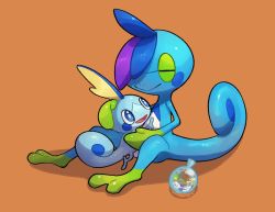 Rule 34 | :&gt;, blue eyes, closed eyes, closed mouth, commentary request, creatures (company), drizzile, evolutionary line, game freak, gen 8 pokemon, highres, nintendo, no humans, nullma, open mouth, pokemon, pokemon (creature), sitting, smile, sobble, toes, tongue