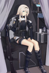 Rule 34 | 1girl, absurdres, an-94, an-94 (girls&#039; frontline), assault rifle, blonde hair, boots, curtains, girls&#039; frontline, gloves, green eyes, gun, hairband, highres, jacket, long hair, long sleeves, rifle, shorts, sidelocks, sitting, solo, toilet paper, veolia, weapon