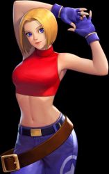 Rule 34 | 1girl, blonde hair, blue eyes, blue mary, fatal fury, fingerless gloves, gloves, midriff, navel, official art, snk, the king of fighters